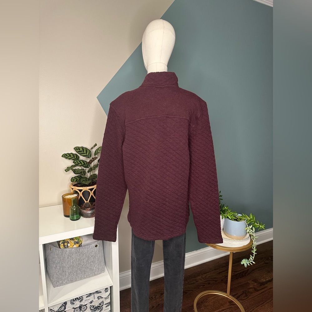 Avalanche Outdoor Quilted Burgundy Pullover Cozy Cotton Blend, Snap Front Large - Picture 4 of 11